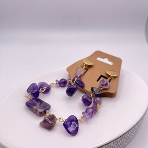 Juego de pulsera y zarcillos de amatista